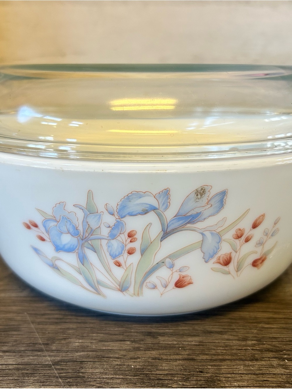 Vintage PYREX BLUE IRIS Casserole Dish -WITH LID